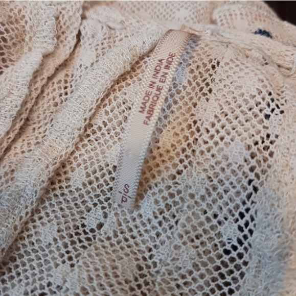 Free People Jocelyn Embroidered Sheer Ivory Top Sz Small - Picture 7 of 8